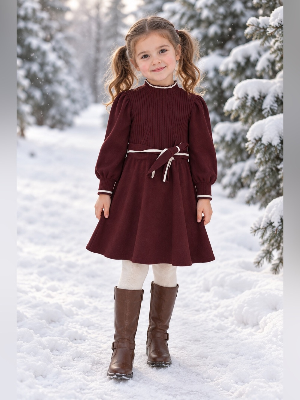 Gianni Bini Girls Size 6 Burgundy Sweater Dress Tie Waist NWOT